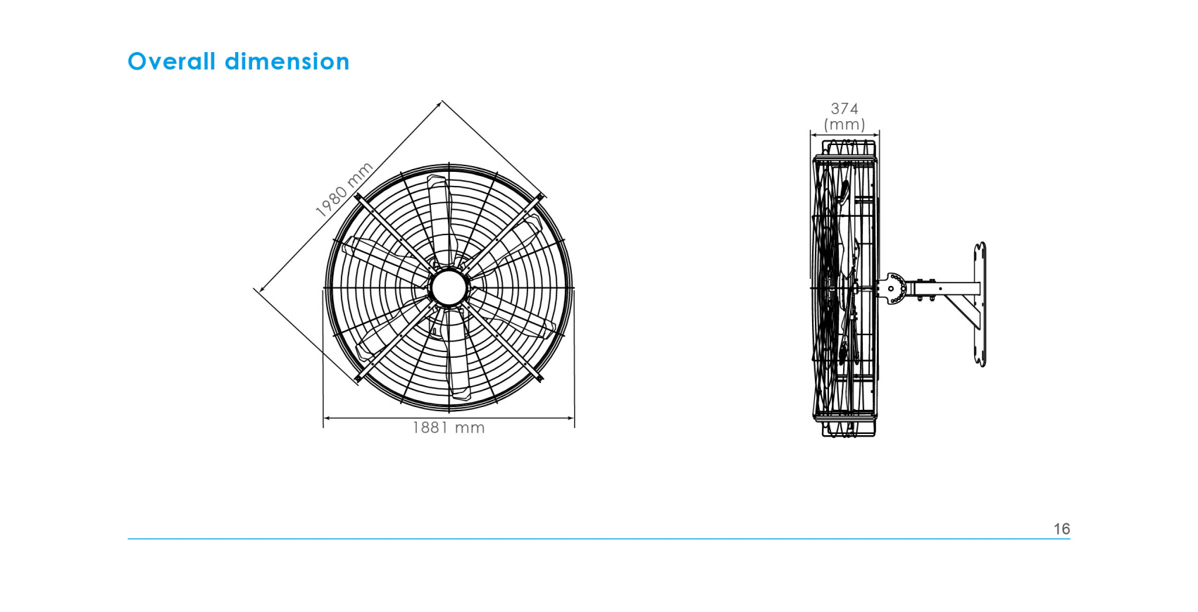 China OPTFANS Powerful Large Wall-mounted Fans Big Wall Fans factory ...